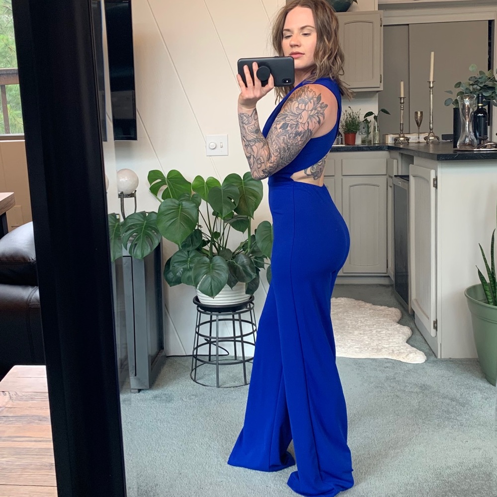 Lulu’s Royal Blue Backless Jumpsuit - Picture 3 of 8